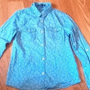 Heart design blue long sleeve shirt